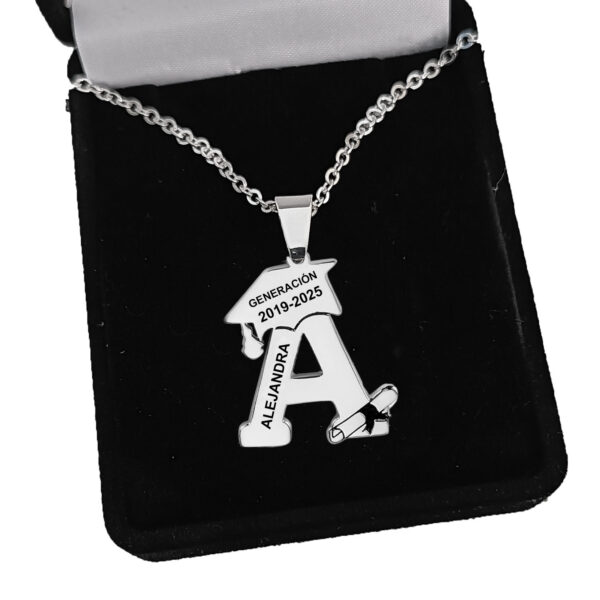 Collar Graduación Letra Personalizada En Plata 925 - Imagen 3