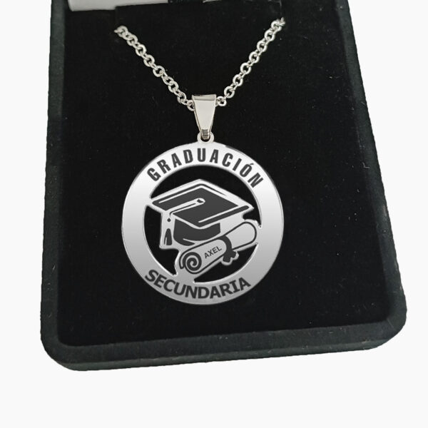 Collar Graduación De Secundaria Plata 925 Personalizable - Imagen 3