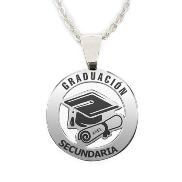 Collar Graduación De Secundaria Plata 925 Personalizable