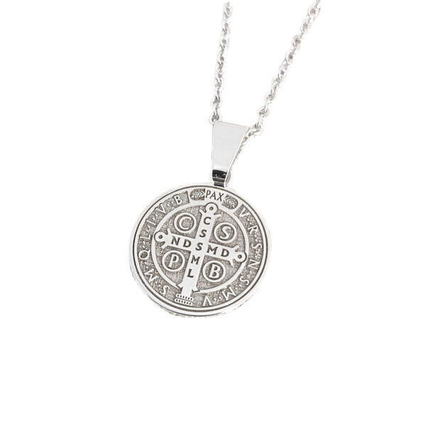 Medalla San Benito Plata Con Cadena