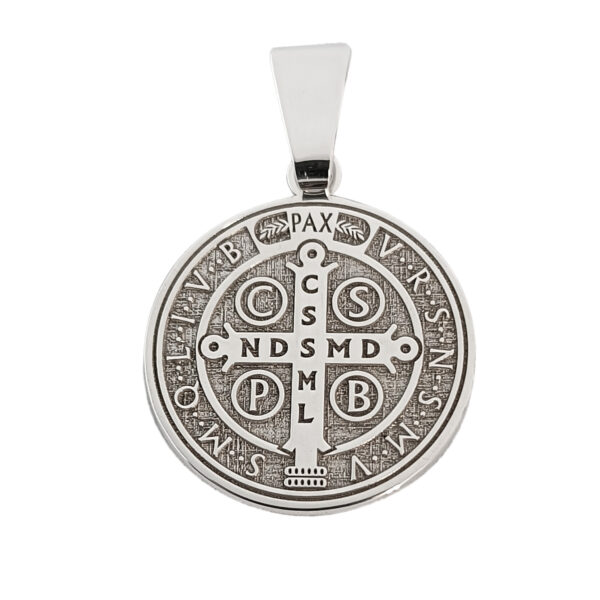 Medalla San Benito Plata Con Cadena - Imagen 7