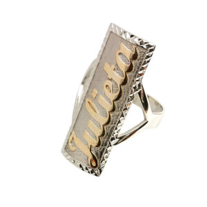 Anillo Placa con Nombre de Oro
