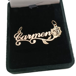 Dije de Oro Nombre con Rosa