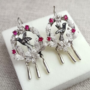 Aretes Paloma Colgantes De Plata Con Piedras