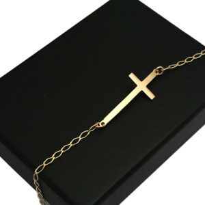 Pulsera Con Cruz De Oro 14k