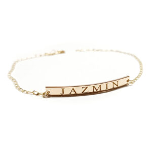 Pulsera Placa Con Nombre De Oro 10k